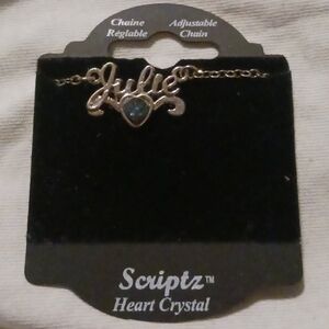Julie Heart Necklace with Blue Crystal